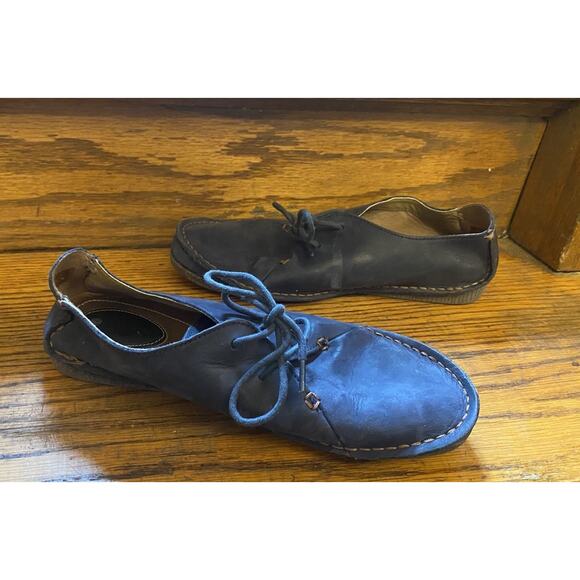 Clarks Janey Mae Womens Navy Leather Oxford Flats Shoes 9 Gum Sole - Picture 5 of 8